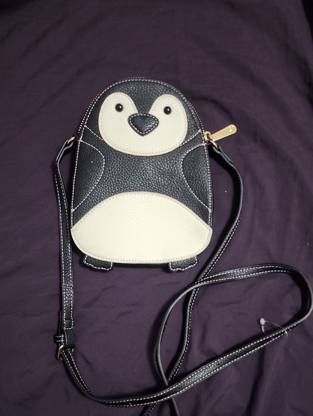 Penguin Crossbody Bag - Black and Cream